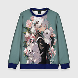 Свитшот детский Нежная девочка аниме с ушками, цвет: 3D-синий
