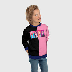 Свитшот детский Группа Black pink на черно-розовом фоне, цвет: 3D-синий — фото 2