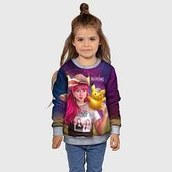 Свитшот детский Jisoo and Pikachu, цвет: 3D-меланж — фото 2