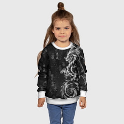 Свитшот детский White dragon - grunge, цвет: 3D-белый — фото 2