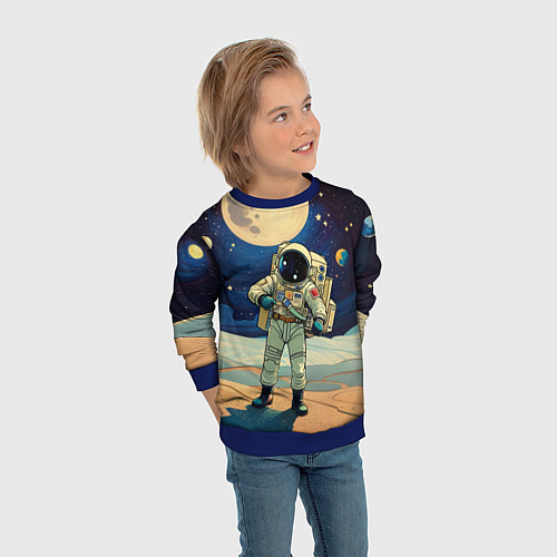 Детский свитшот Космонавт в ледяной пустыне / 3D-Синий – фото 3