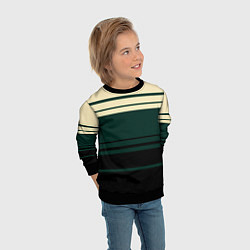Свитшот детский Полосы зелёный, цвет: 3D-черный — фото 2