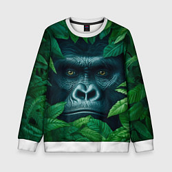 Свитшот детский Горилла в кустах, цвет: 3D-белый