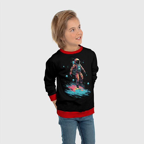 Детский свитшот Летящий космонавт / 3D-Красный – фото 3