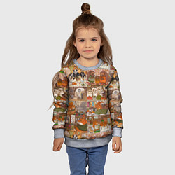 Свитшот детский Коллаж из сказочных зверей - совы, белки, ёжики, цвет: 3D-меланж — фото 2