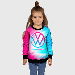 Свитшот детский Volkswagen neon gradient style, цвет: 3D-черный — фото 2