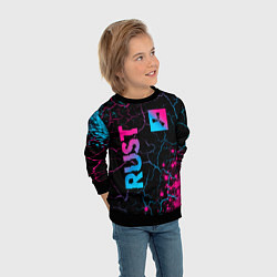 Свитшот детский Rust - neon gradient: надпись, символ, цвет: 3D-черный — фото 2