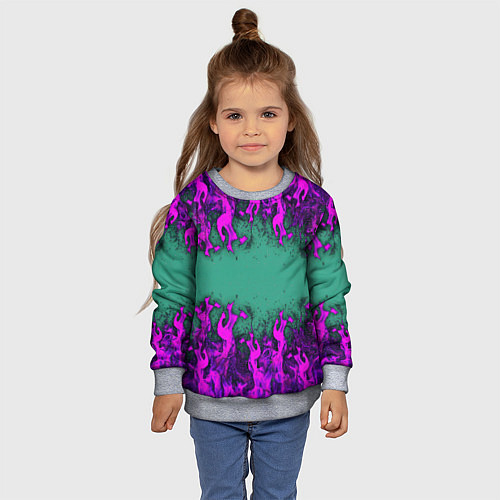 Детский свитшот Фиолетовое пламя / 3D-Меланж – фото 4