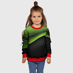 Свитшот детский Black green abstract, цвет: 3D-красный — фото 2