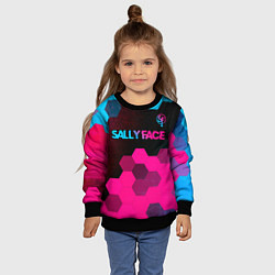 Свитшот детский Sally Face - neon gradient: символ сверху, цвет: 3D-черный — фото 2