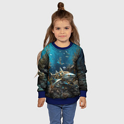 Свитшот детский Механическая акула, цвет: 3D-синий — фото 2