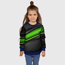 Свитшот детский Зеленая объемная полосы, цвет: 3D-синий — фото 2