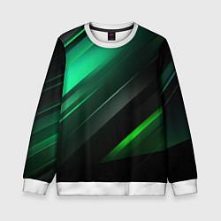 Свитшот детский Black green abstract, цвет: 3D-белый