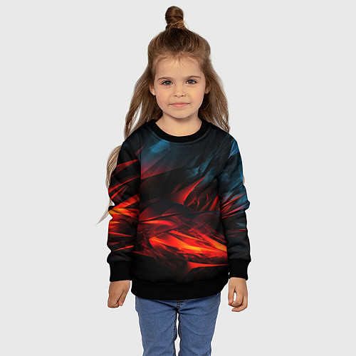 Детский свитшот Red black abstract / 3D-Черный – фото 4