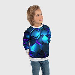 Свитшот детский Объемные неоновые плиты, цвет: 3D-белый — фото 2