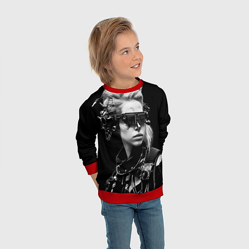 Детский свитшот Девушка кибергот / 3D-Красный – фото 3