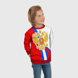 Свитшот детский Герб РФ - Российский триколор, цвет: 3D-красный — фото 2