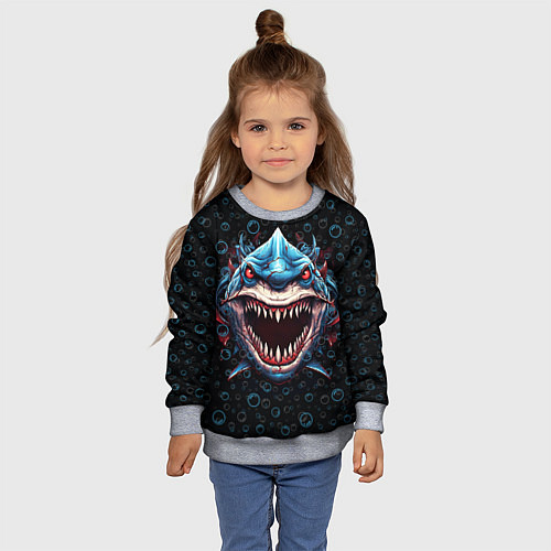 Детский свитшот Evil shark / 3D-Меланж – фото 4