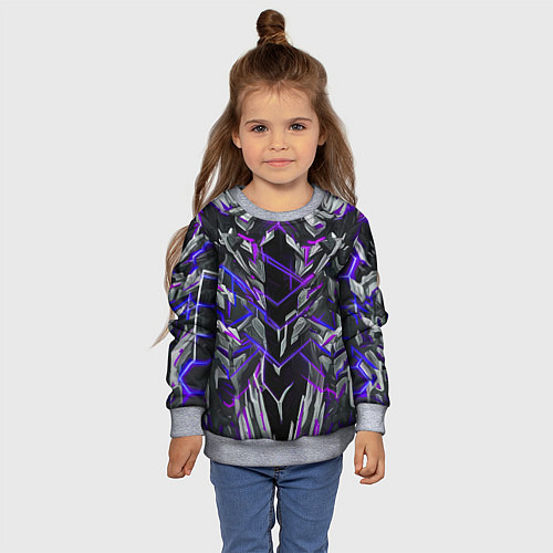 Детский свитшот Киберпанк линии фиолетовые / 3D-Меланж – фото 4