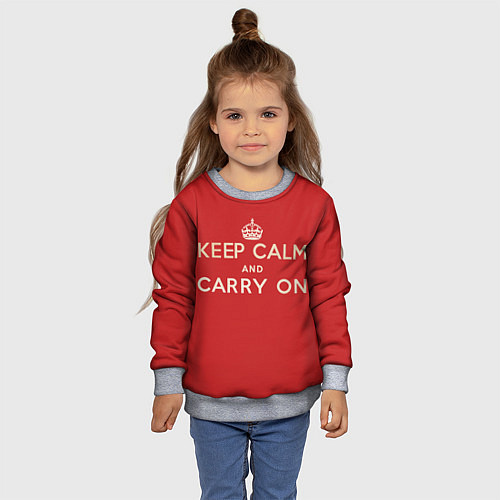 Детский свитшот Keep Calm and Carry On / 3D-Меланж – фото 4