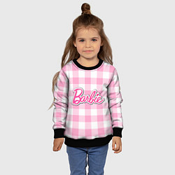 Свитшот детский Барби лого розовая клетка, цвет: 3D-черный — фото 2