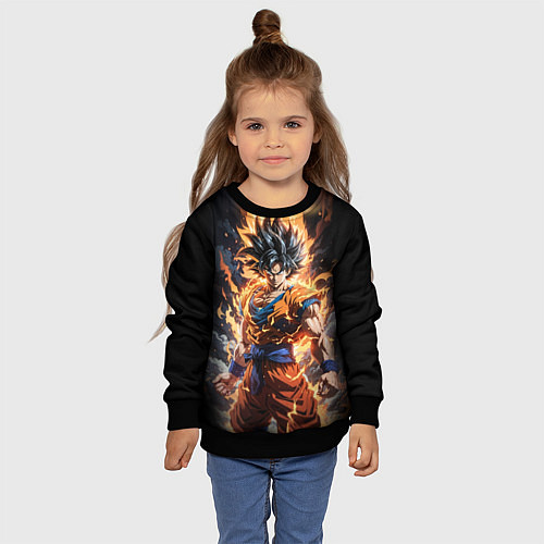 Детский свитшот Сон гоку - драгонболл / 3D-Черный – фото 4