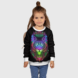 Свитшот детский Разноцветный неоновый лев, цвет: 3D-белый — фото 2