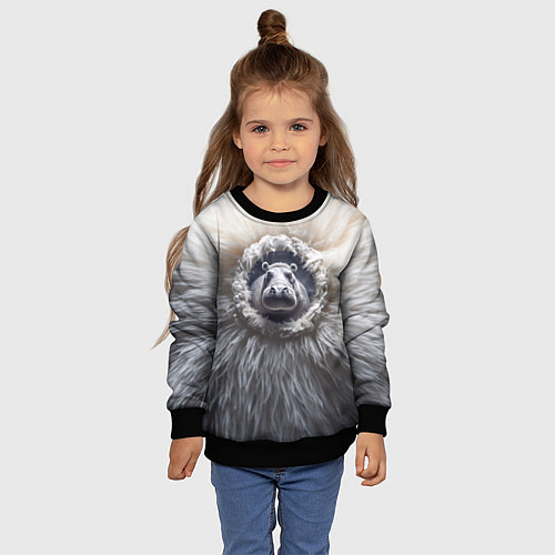 Детский свитшот Брутальный бегемот / 3D-Черный – фото 4