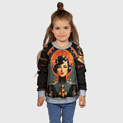 Свитшот детский Стимпанк чародейка - retro girl, цвет: 3D-меланж — фото 2