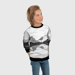 Свитшот детский Минималистичный пейзаж чб, цвет: 3D-черный — фото 2