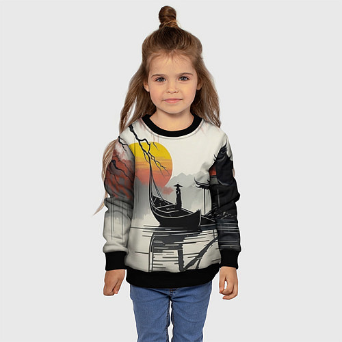 Детский свитшот Красота Японии / 3D-Черный – фото 4