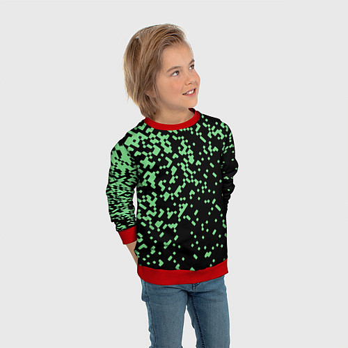 Детский свитшот Green pixel / 3D-Красный – фото 3