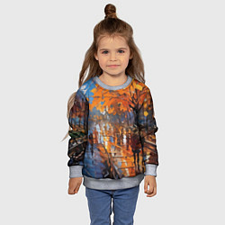 Свитшот детский Осенний город импрессионизм, цвет: 3D-меланж — фото 2