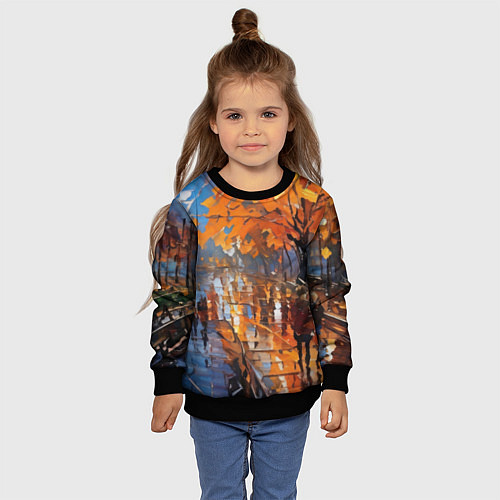 Детский свитшот Осенний город импрессионизм / 3D-Черный – фото 4