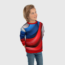 Свитшот детский Объемная абстракция в цветах флага РФ, цвет: 3D-красный — фото 2