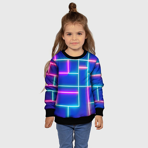 Детский свитшот Неон линии / 3D-Черный – фото 4