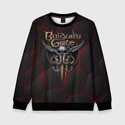 Свитшот детский Baldurs Gate 3 logo red black geometry, цвет: 3D-черный