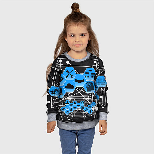 Детский свитшот Виртуальный мир / 3D-Меланж – фото 4