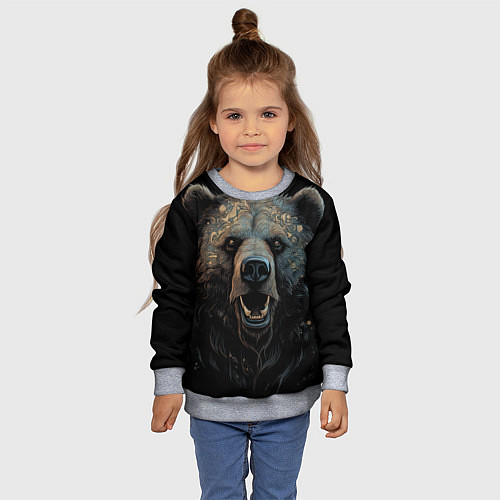 Детский свитшот Мощный медведь / 3D-Меланж – фото 4