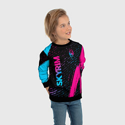 Свитшот детский Skyrim - neon gradient: надпись, символ, цвет: 3D-черный — фото 2