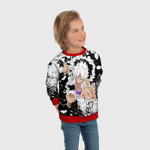 Детский свитшот Луффи из Ван Пис - Gear 5 / 3D-Красный – фото 3