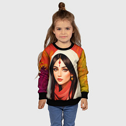 Свитшот детский Нейросеть - индийская принцесса, цвет: 3D-черный — фото 2