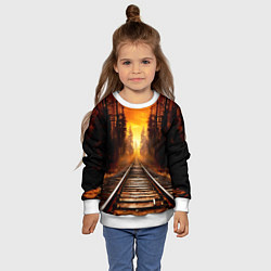 Свитшот детский Железная дорога на закате, цвет: 3D-белый — фото 2