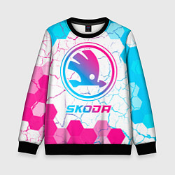 Свитшот детский Skoda neon gradient style, цвет: 3D-черный