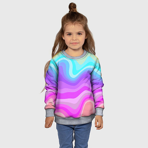 Детский свитшот Неоновая разноцветная волна / 3D-Меланж – фото 4