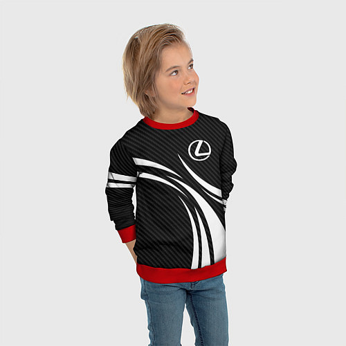 Детский свитшот Lexus - carbon line / 3D-Красный – фото 3