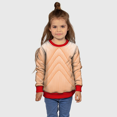 Детский свитшот Полосатый оранжевый градиент / 3D-Красный – фото 4