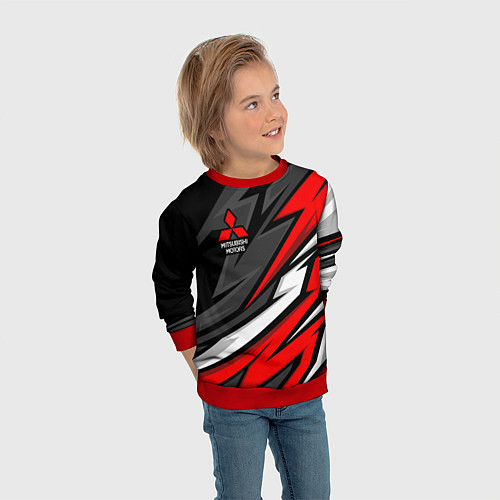 Детский свитшот Митсубиси - красный спортивный / 3D-Красный – фото 3