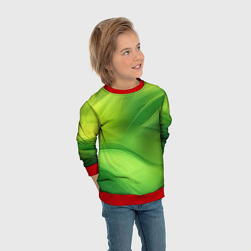 Детский свитшот Green lighting background / 3D-Красный – фото 3