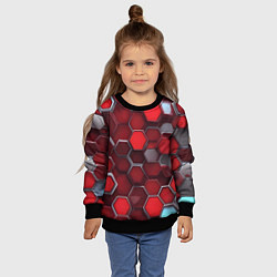 Свитшот детский Cyber hexagon red, цвет: 3D-черный — фото 2